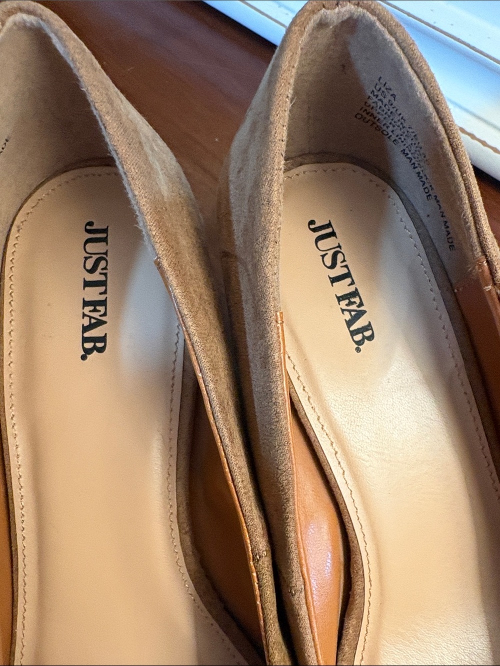 JustFab Camel Suede Round-Toe Pumps 9 - Picture 2 of 7